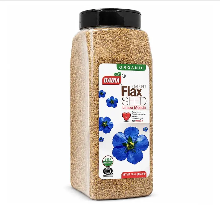 Badia Organic Ground Flax Seed, 16 oz – Fiber & Omega-3 Non-GMO Superfood | Organic ground flax seed with naturally occurring fiber and omega-3, ideal for smoothies, baking, oatmeal, yogurt, & recipes