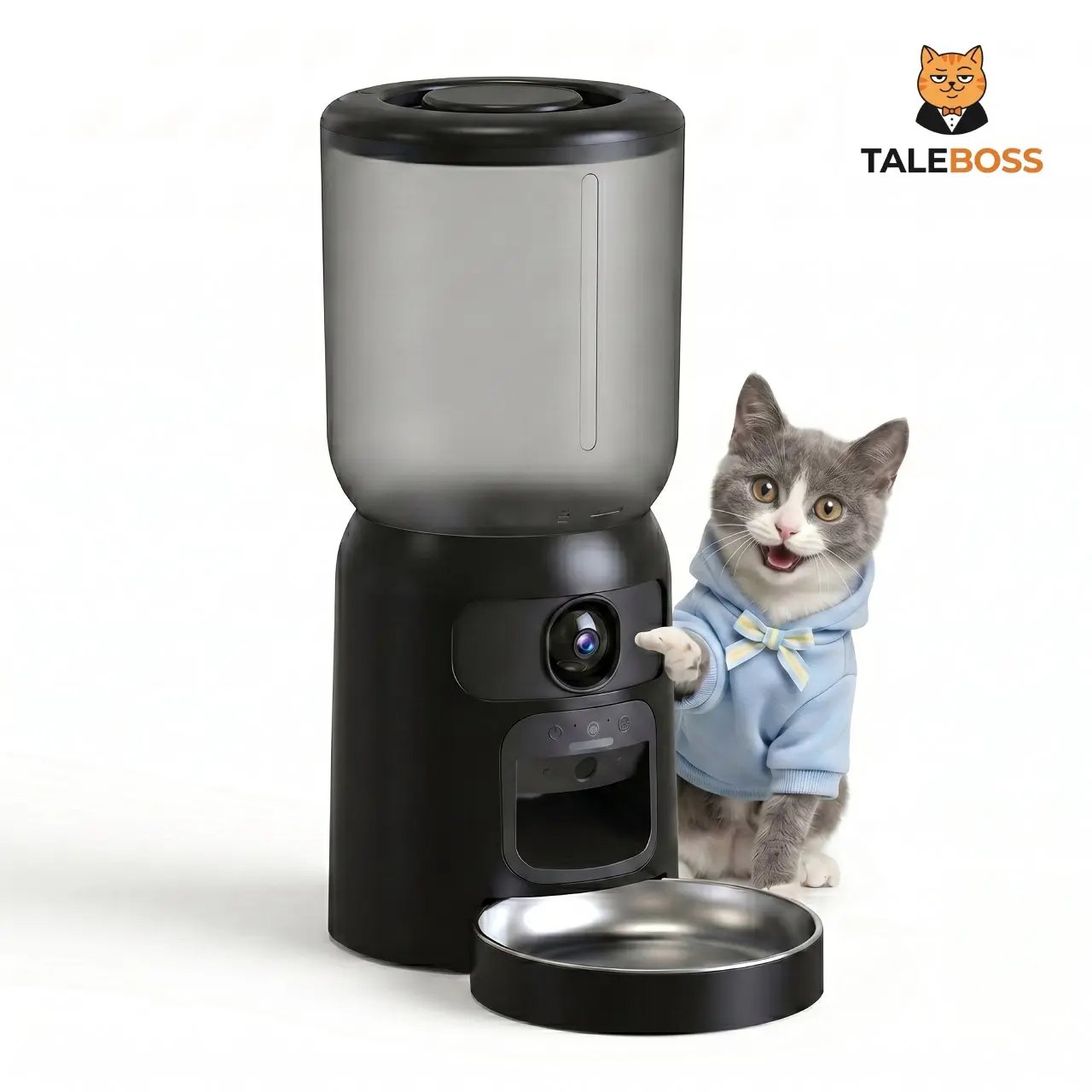 Taleboss 5L Smart Automatic Food Feeder for Cats - Pet Dispenser with Interactive Toy, Camera, App Control, Essential Feeding Supplies, Food Feeders