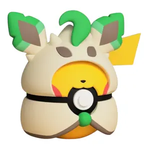 Pikachu Leafeon Poncho Poke Ball - Inspired 3D Printed Collectible