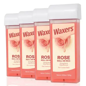 Waxers Roll on Wax Refill Rose Roller Waxing Refill at Home Soft Wax Cartridges Depilatory for Coarse & Fine Hair 4 Pack