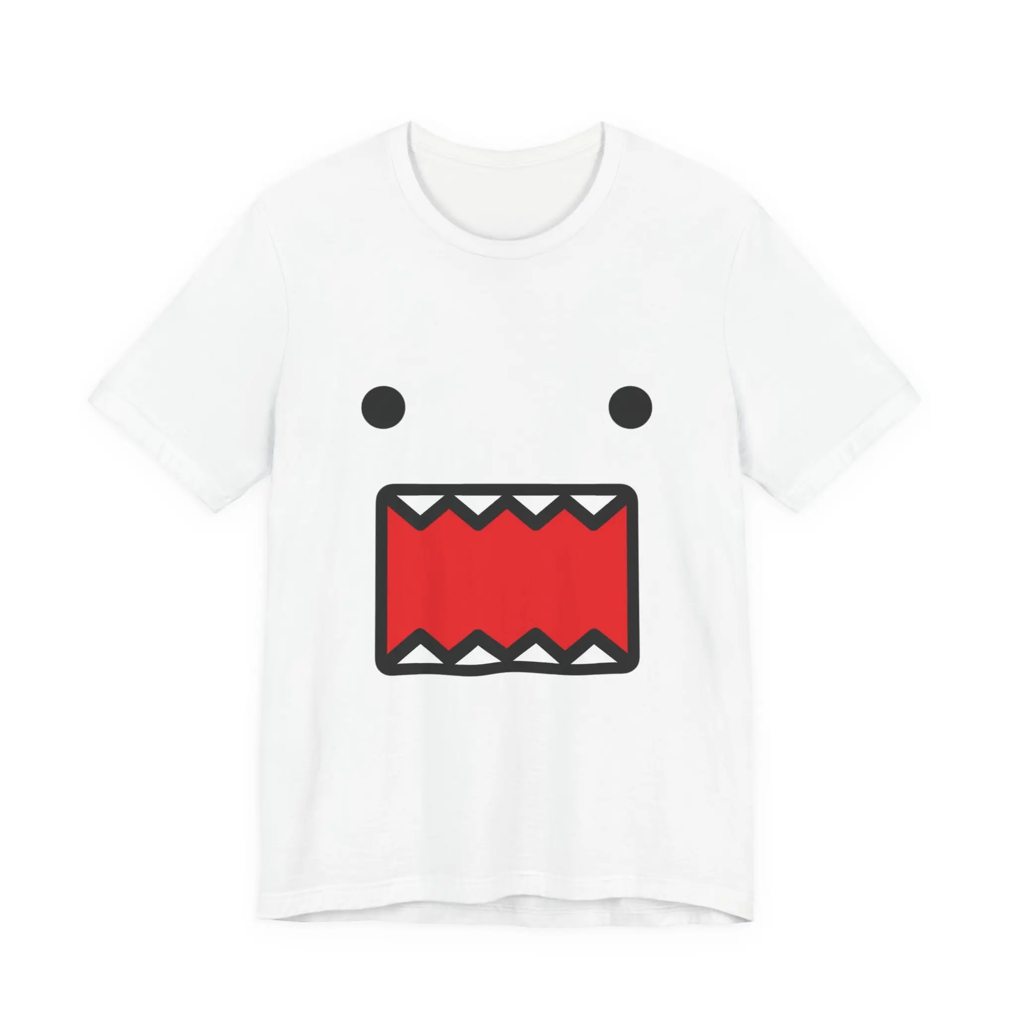 Cartoon Monster Face Tee | Cute Red Mouth, Sharp Teeth, Minimalist Graphic