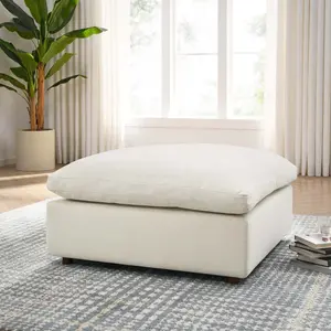Modway Commix Down Filled Overstuffed Ottoman in Light Beige