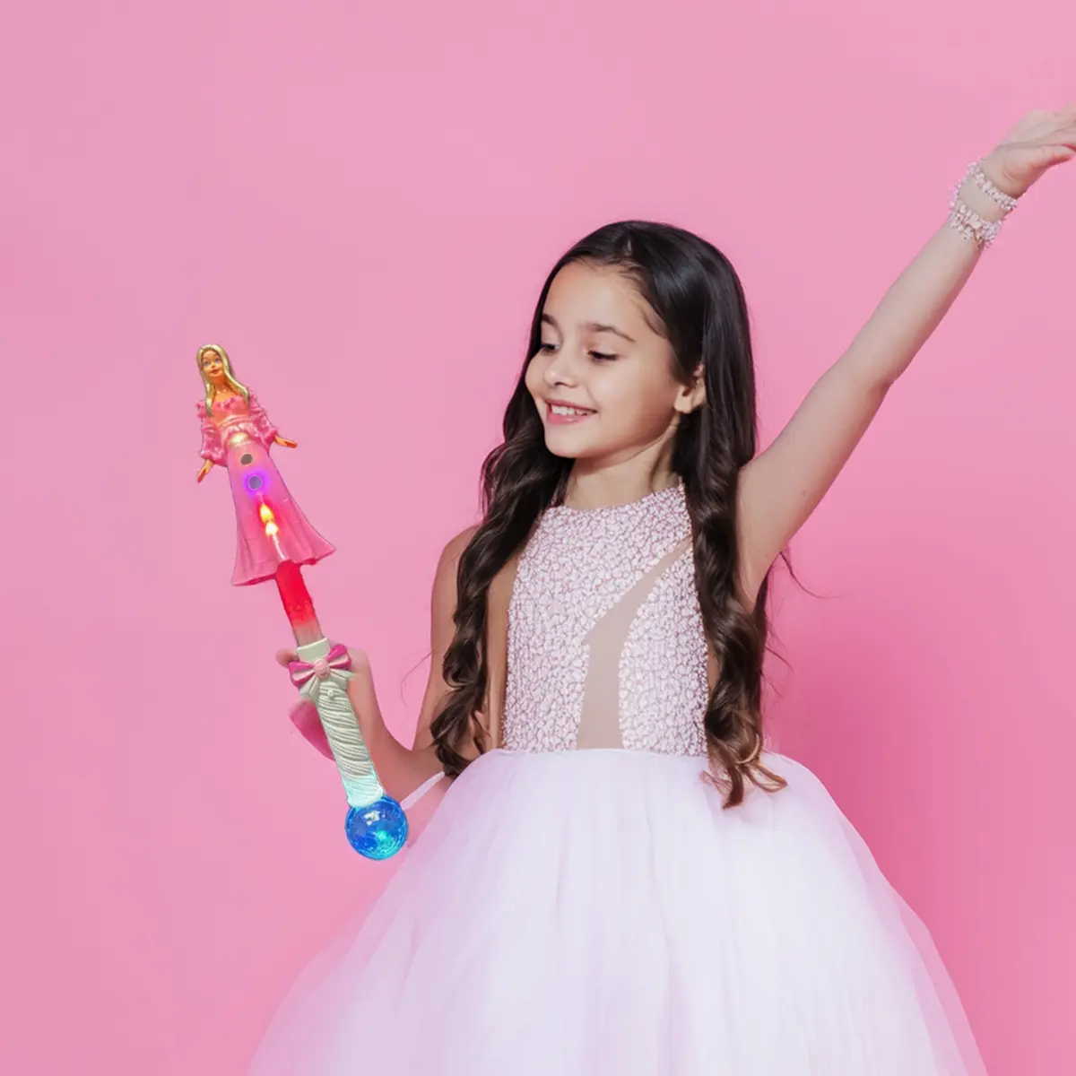 Blinkee FPAWWPB-MLT Princess Aurora Light-Up Wand with Prism Ball - AAA-Powered Party Costume Accessory for Princesses, Fairies, Rainbow Hues Light Up Costume, Easy Setup Themed Outfit Accessory, Dress Up Costume