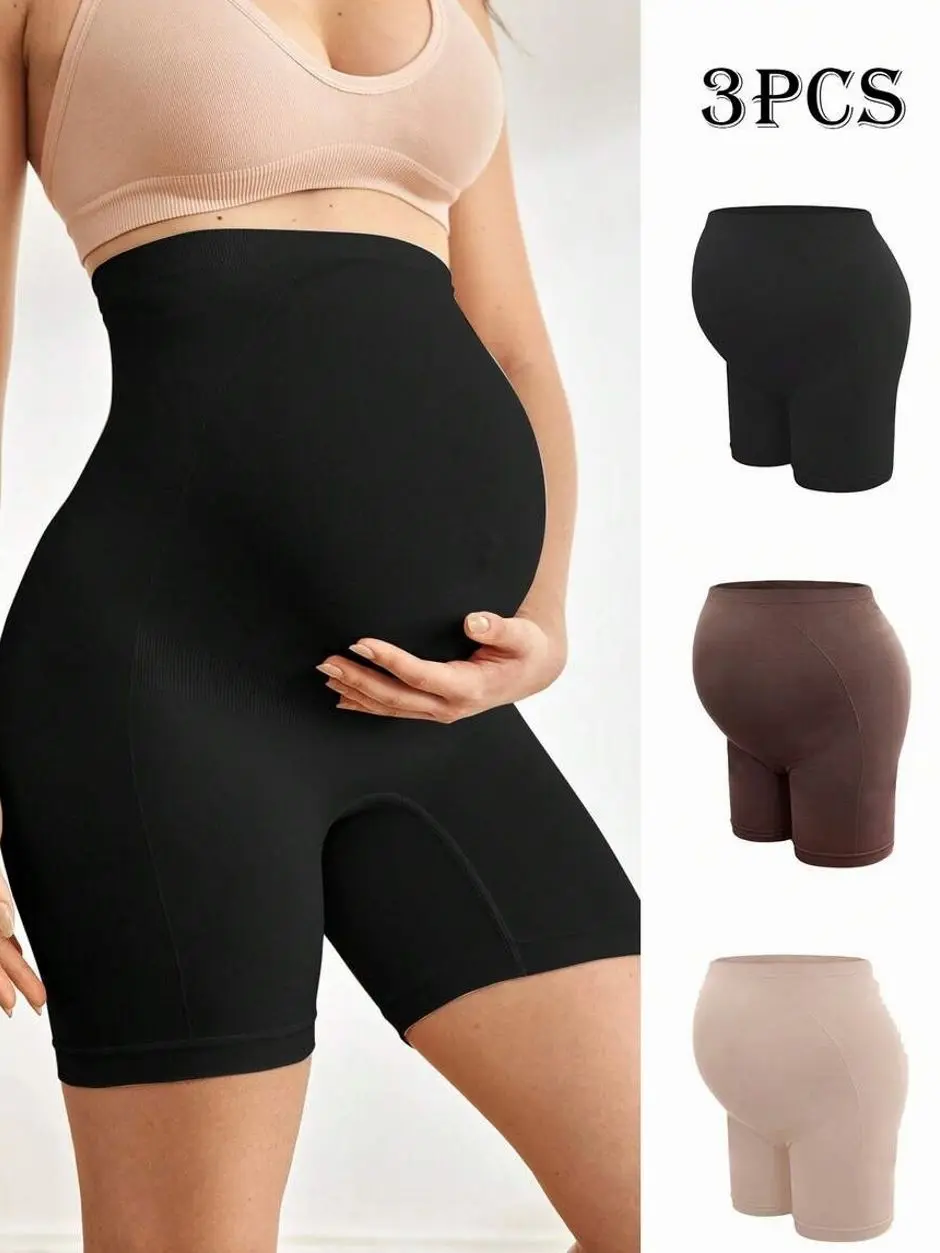 3 Pack Seamless High-Waist Maternity Panties, Soft Elastic Pregnancy Underwear for Daily Wear