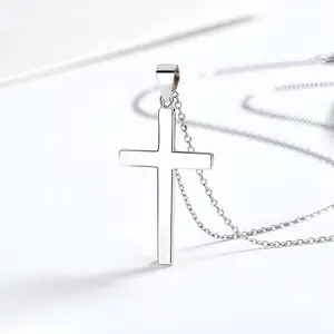 S925 Sterling Silver Cross Pendant Necklace, Elegant Minimalist Jewelry for Everyday Wear, Perfect Gift for Girlfriend Wife Mom, MinimalistCross,