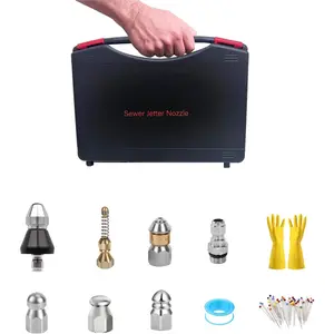 Sewer Jetter Nozzle Kits 11 count/Set with Mini Box,  Washer Hose Nozzle, Drain Jetter Hose Nozzle,Stainless Steel Sewer Jetting Nozzle with 1/4'' Quick Connect, 5000 PSI