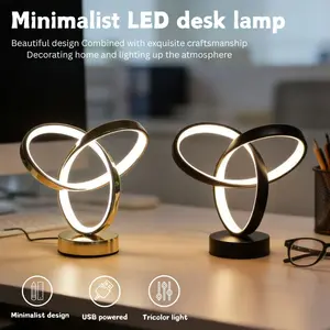 Modern LED Table Lamp with USB Three-Tone Dimming, Simple Design for Bedroom Living Room Study Hotel Bedside Decorative Lighting Gift
