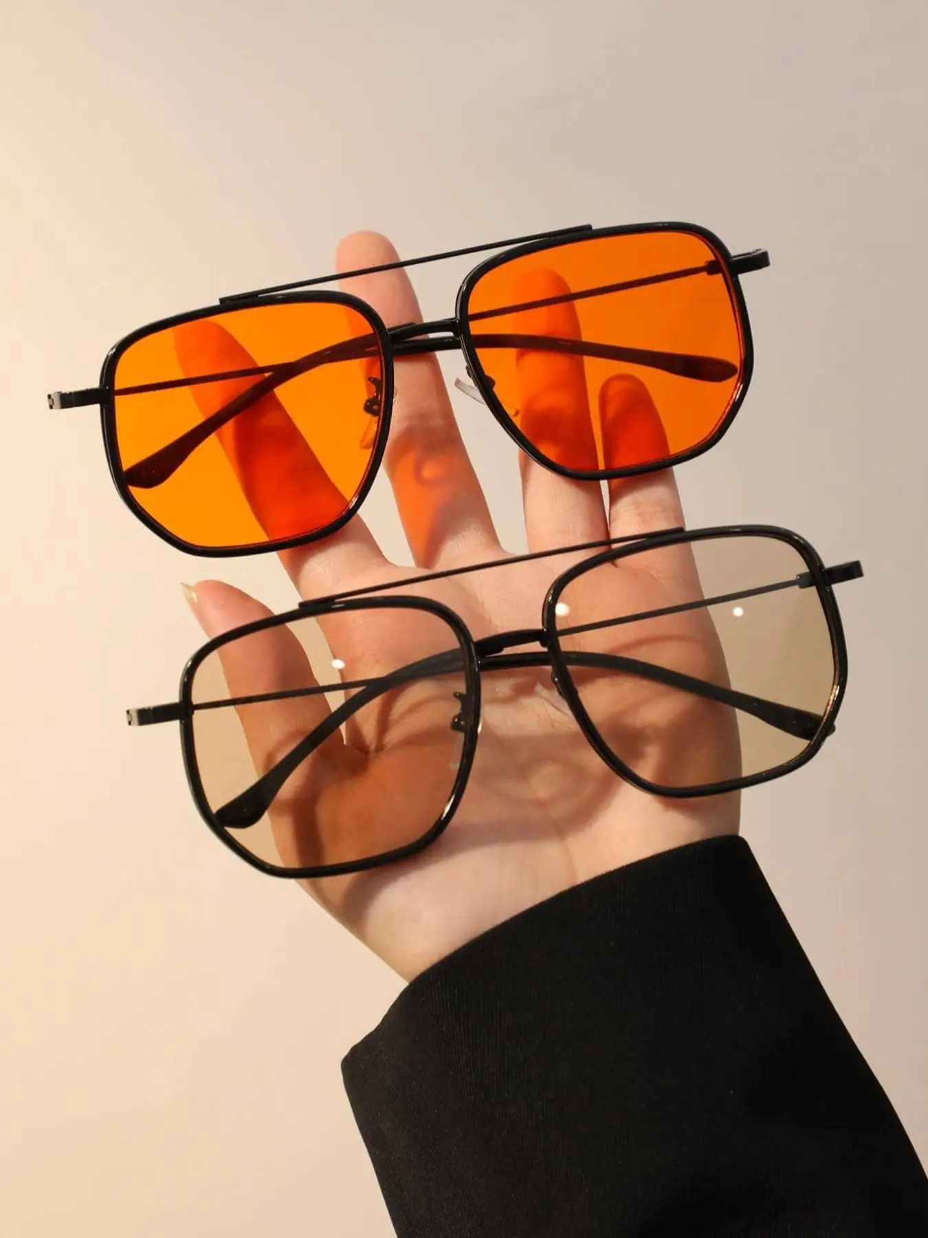 Unisex Street Trend Square Frame Sunglasses, Trendy Sunglasses for Everyday Use, Fashionable Versatile Accessories for Driving Use