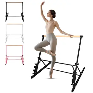3.5FT Pink Solid Wood Ballet Barre With Adjustable Range Of 31.5-39.5 Inches For Dance Practice