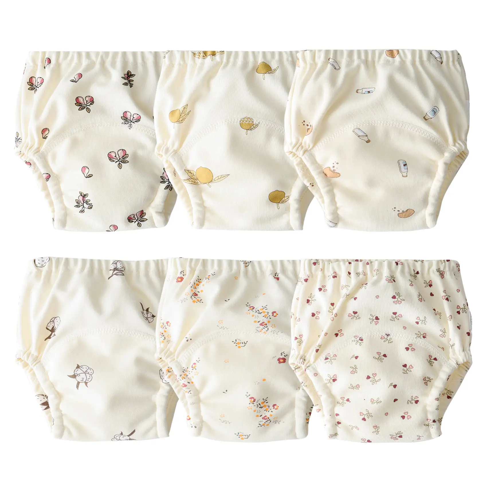 6-Pack Floral Printed Girls Training Underwear Waterproof Toddler Underpants for Girl Cotton Unisex Reusable Potty Training Panties for Infant Baby Ki