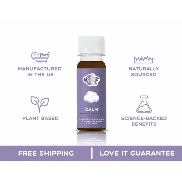 CALM - Vanilla Chai & Lavender Infused Wellness Vitamins Supplement Health Shots for Relaxation & Stress Relief