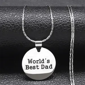 Worlds Best Dad, Fathers Day Necklace Gifts for Father's Day, Stainless Steel