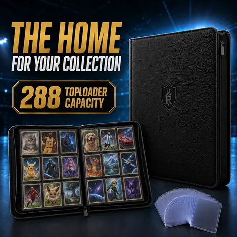 Toploader Binder with Zipper, Holds 288 3x4 Toploaders, 9-Pocket Double-Sided Trading Card Binder for Sports Cards, TCG & Collectibles