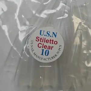 USN Stiletto Clear Nail Tips Refill – 50 Piece Bag