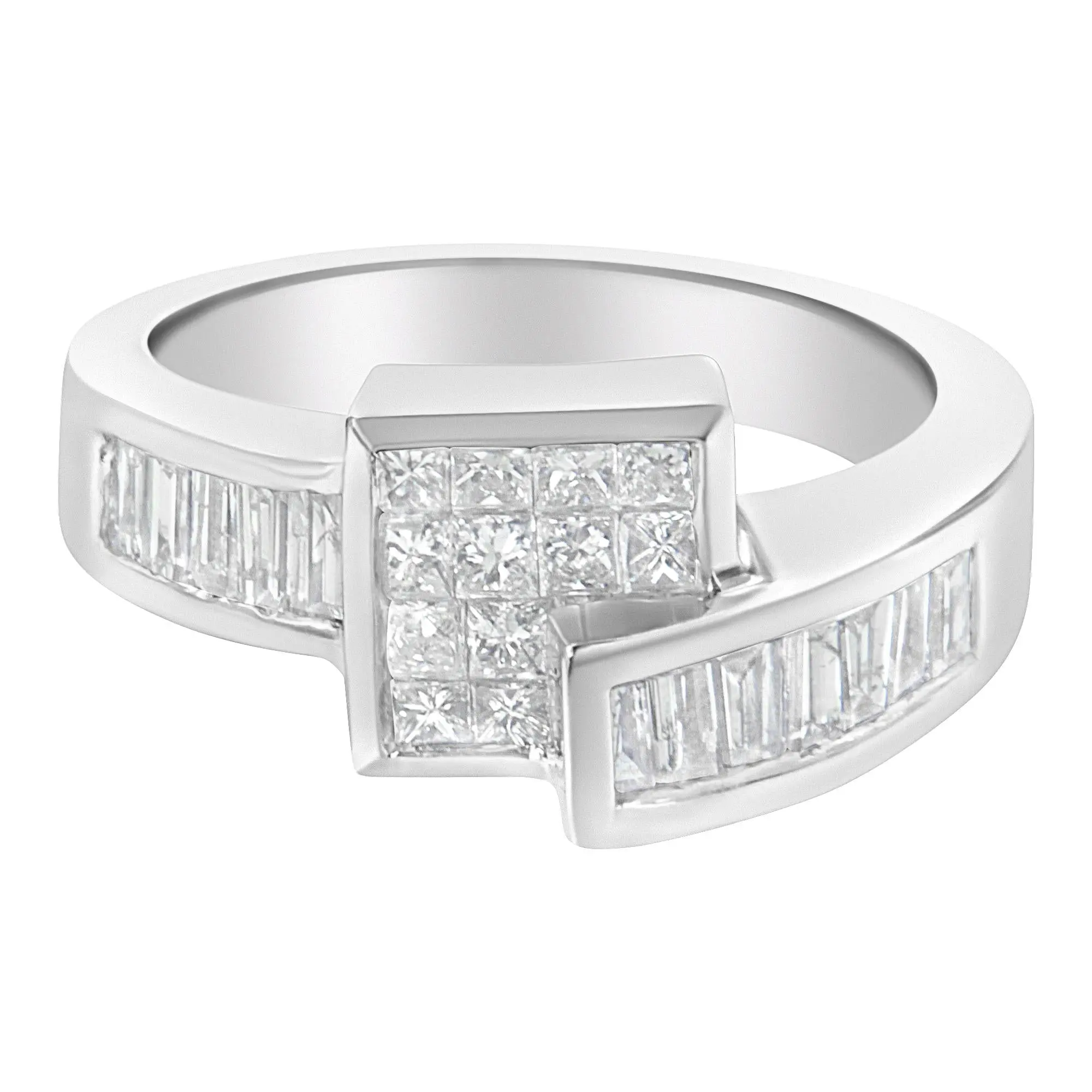 14K White Gold Princess and Baguette-cut Diamond Ring (1 1/3 Cttw, G-H
