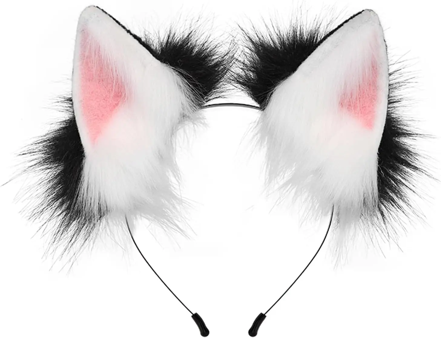 Faux Fox Ears Headband, Handmade Synthetic Animal Fashion Accessory for Unisex Halloween Party and Cosplay Costume, Accessories, Fashion Unisex, Adult, Wolf, Black White, Multiple Colors, One Size