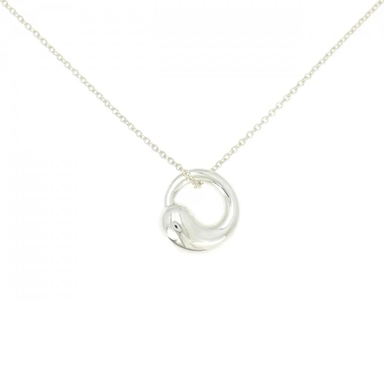 Pre-owned Tiffany & Co. Sterling Silver 925 (Ag925) Small Leather Goods Tiffany Eternal Circle 925 Silver Necklace