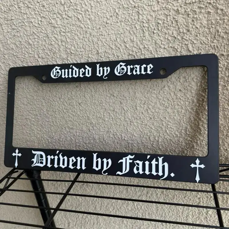 Christian Themes License Plate Frame with Cross Design and Text automotive accessory Christian Themes License Plate Frame with Cross Design and Text automotive accessory