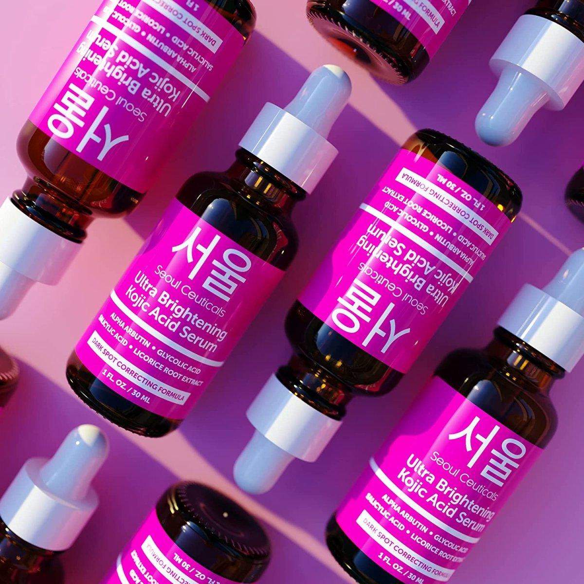 Ultra Brightening Kojic Acid Serum - SeoulCeuticals Korean Skincare - K Beauty With Arbutin, Glycolic Acid, and Salicylic Acid - Dark Spot Correcting Formula for Healthy Glow, Anti Aging, Clear Skin, and Skin Repair
