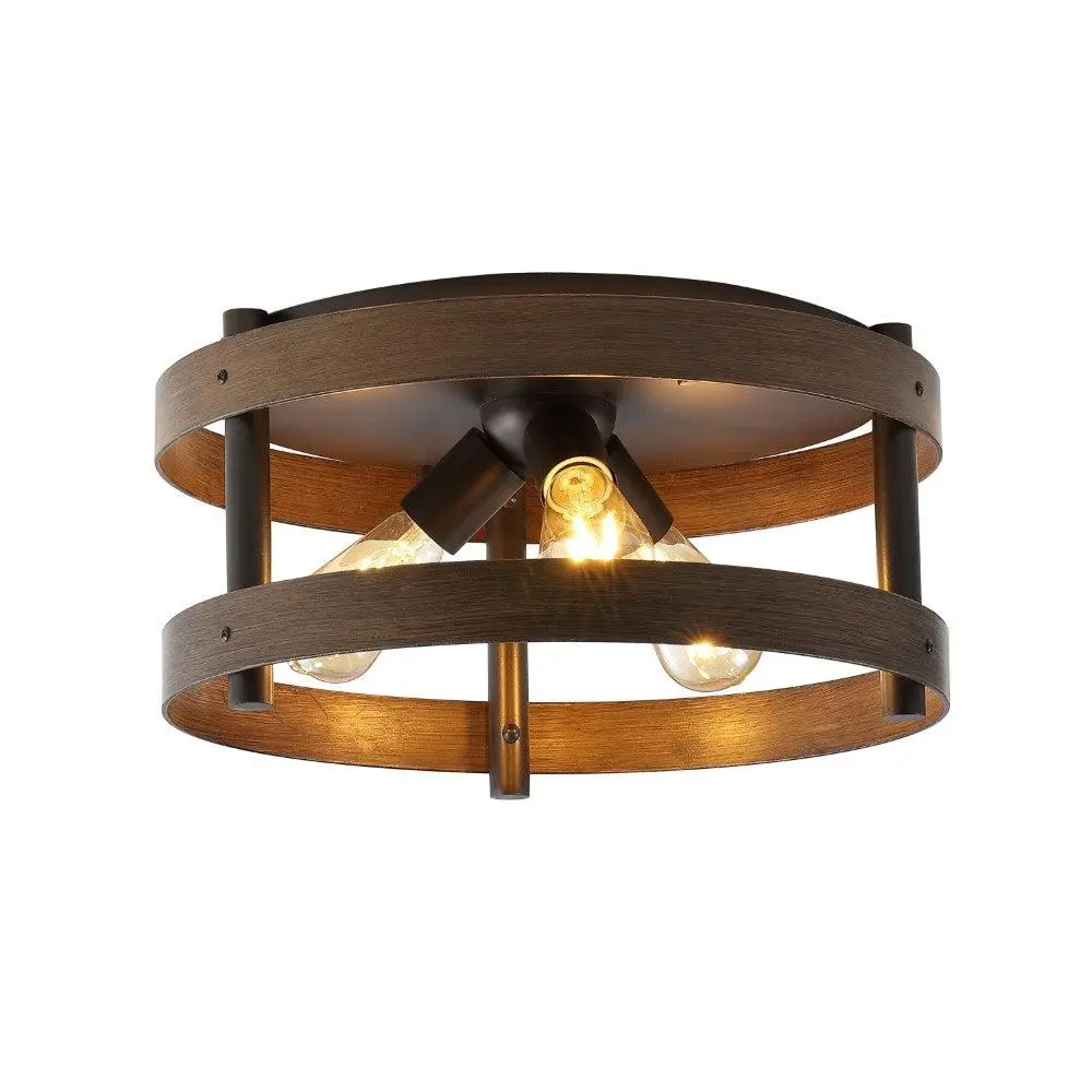 JONATHAN Y Cooper Dimmable Barn Style Aesthetic Ceiling Lighting - Farmhouse Industrial Iron LED Flush Mount Indoor Decorative Light for Living Room, Bedroom
