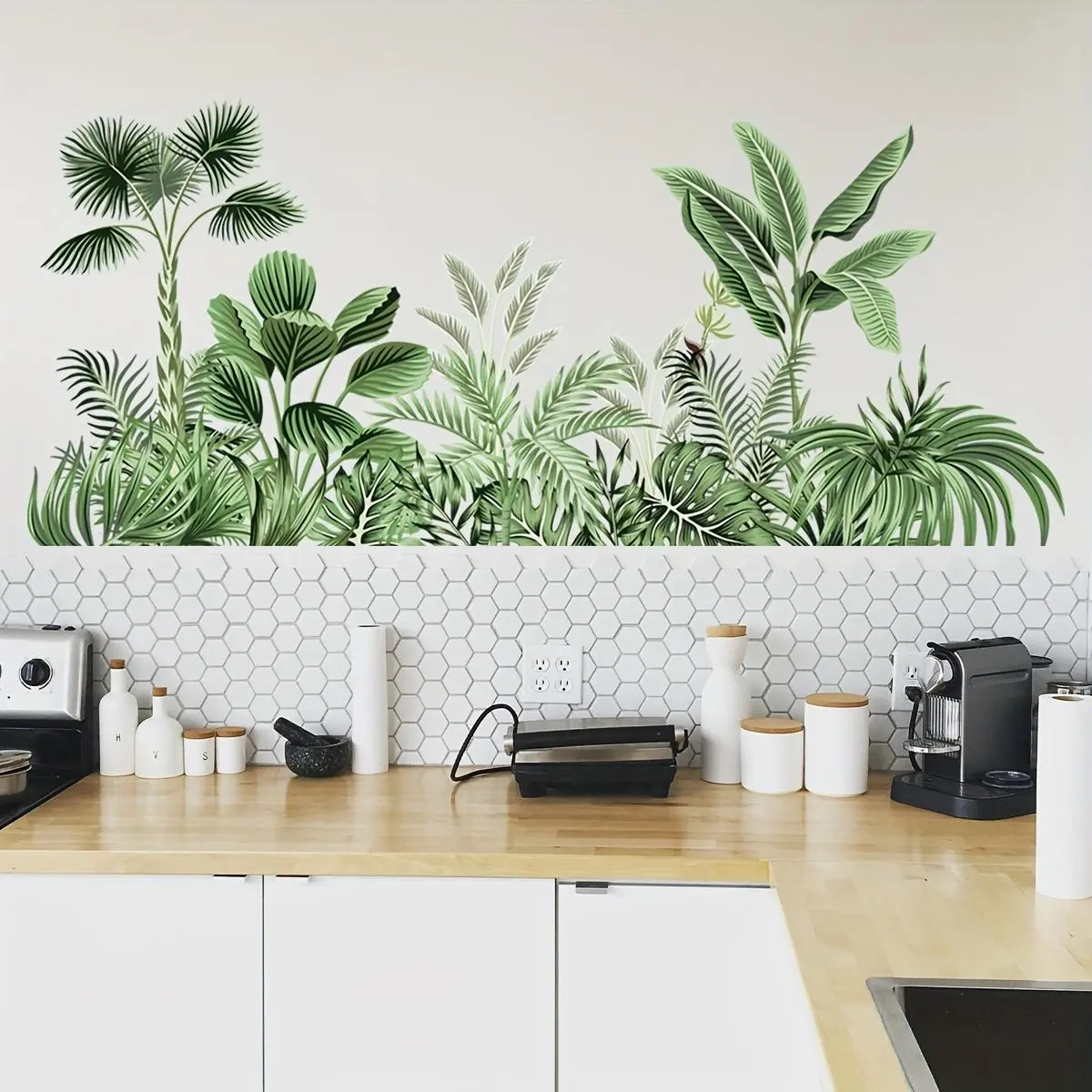 Leaf Pattern Wall Sticker, 1 Sheet Self Adhesive Diy Wall Decal, Decorative Sticker for Home Living Room Bedroom Kitchen, Ornaments, Tile Wall Decals, Decoration Sticker
