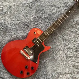 Red LP Electric Guitar, HH Pickups, Solid Wood Body, Rosewood Fingerboard, Chrome Hardwares, for Rock Music Performance