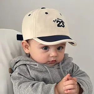 Pack of 1 Youngsters's Duckbill Hat Spring and Autumn Sun Protection Cap for Boys and Girls with Letter Embroidery Hard Brim Hat Youngsters's Baseball Cap Suitable for Daily Travel Outdoor Play Suitable for 6-24 Months Old Youngsters