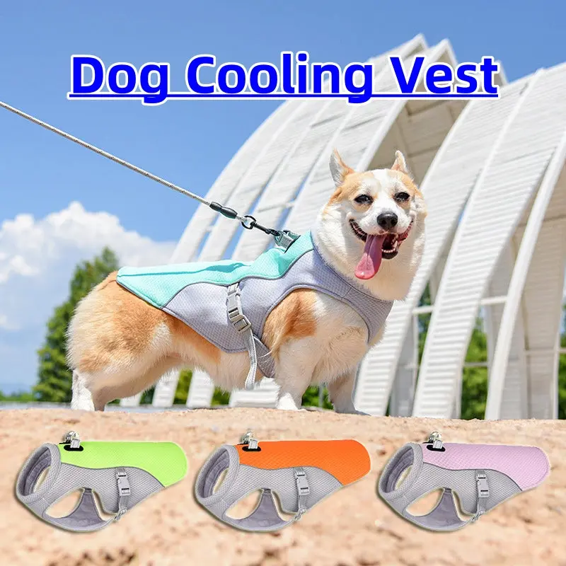 Chill Paws Dog Cooling Vest - Polyester Pet Summer Clothing, UV Protection, Breathable Fit, Multi-Size Options, Heat Relief, Sunburn Prevention