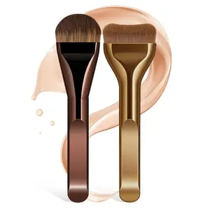 2-pack Single Ultra-Thin Wide Tongue-Shaped Contoured Foundation Brush, Seamless Concealer, Small Pillow Flat Head Soft Hair Makeup Tool