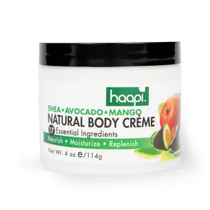 Haapi Natural Body Crème luxury, plant-based moisturizing cream for body and hair Hydrating Nourishing Anti-aging Antioxidant Soothing Smoothing Shea Butter Avocado Mango Aloe Vera