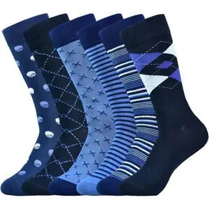 Mens Dress Socks Business Casual Pattern,6-Pairs Bamboo Crew Sock for Men Shoe Size 8-13