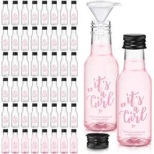 50 Pcs Baby Shower Favors for Guests Include 50 1.7oz Mini Empty Plastic Alcohol Shot Bottles with 1 Funnel Baby Shower Return Gift for Guests Gender Reveal Gifts Ideas