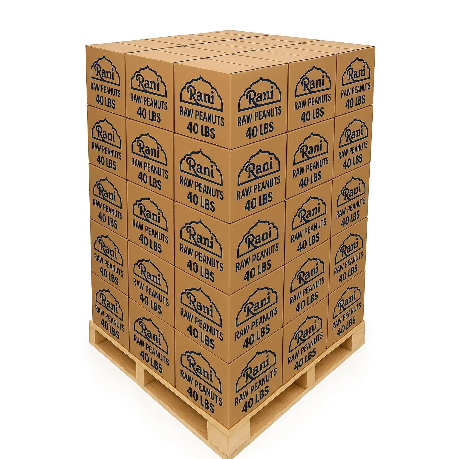 Rani Peanuts, Raw Whole With Skin (uncooked, unsalted) 40lbs (600oz) Bulk Box, 50 cases per Pallet ~ All Natural | Vegan | Gluten Friendly | Fresh Product of USA ~ Spanish Grade Groundnut/Red-skin
