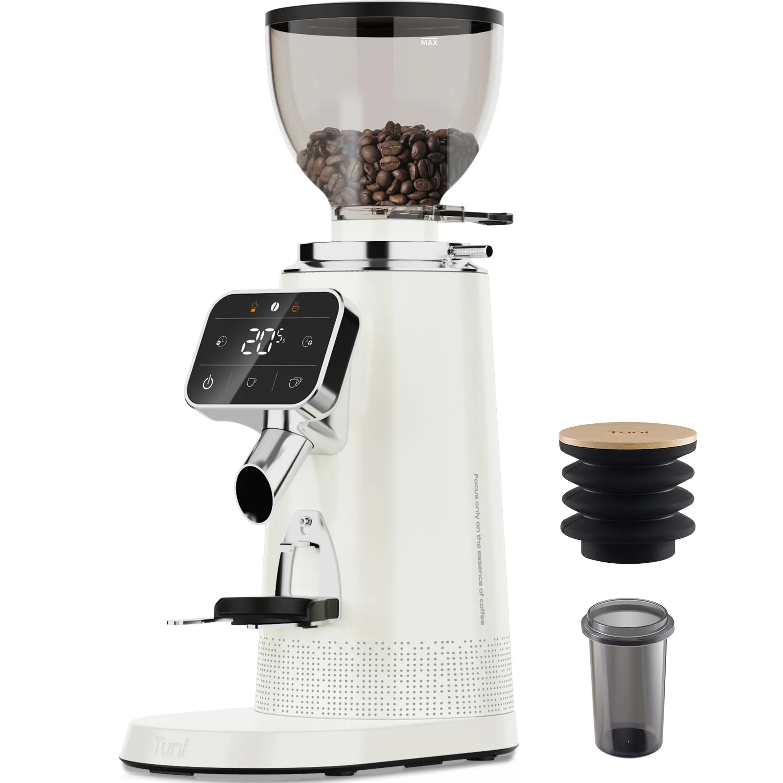 G3 Commercial Grade 64mm Flat Burr Coffee Grinder, 100 Grind Settings Electric Espresso Grinder with Single Dose, Touchscreen Display & Anti-Static Tech, All-Metal Stainless Steel Body, Ivory