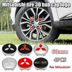 Mitsubishi Wheel Center Caps Set, 4-Piece 60mm Car Tire HUB Covers, Durable High-Quality Automotive Accessories, Practical Design