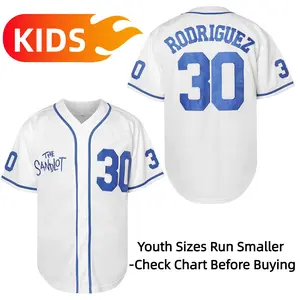 Youth Kids Baseball Jersey#30 Benny The Jet Rodriguez The Sandlot Movie Baseball Jersey, Sports Top Active Top Polyester Breathable Quick Dry Kids Shirt