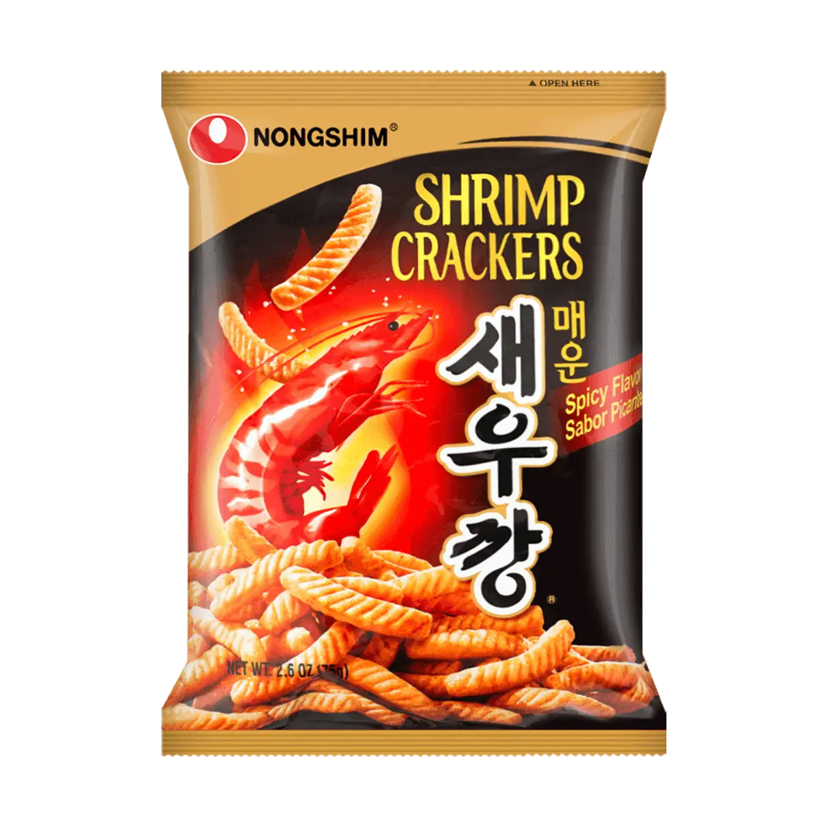 NONGSHIM Shrimp Crackers Spicy Flavor 75g - K-Snack, Jennie Blackpink Favorite, Crispy Korean Snack