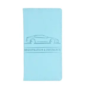 Car Registration and Insurance Holder - Blue Vehicle Glove Box Car Organizer, Auto Truck Comparment Accessories Case with Magnetic Closure for Essential Document, Driver License, Cards