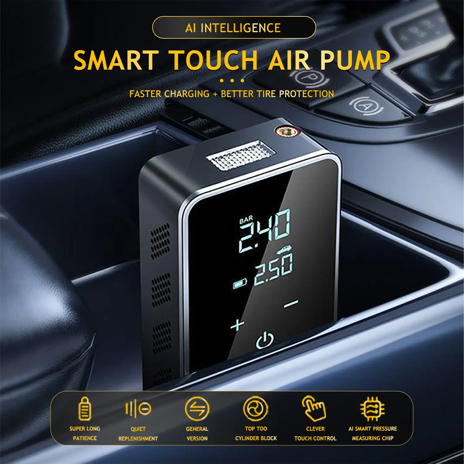 Car Air Compressor Electric Air Pump Digital Tire Inflator 3in1 Car Repair Tool With Flash Light & Power Bank For Car Motorcycle Ball Portable Wireles