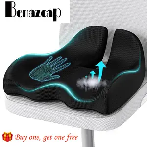 【BUY 1 GET 1 FREE】Benazcap Non-Slip Extra Large Ergonomic Memory Foam Seat Cushion for Office Gaming Chair & Car Pressure Sciatica Pain Relief X Large Size Gingham Design