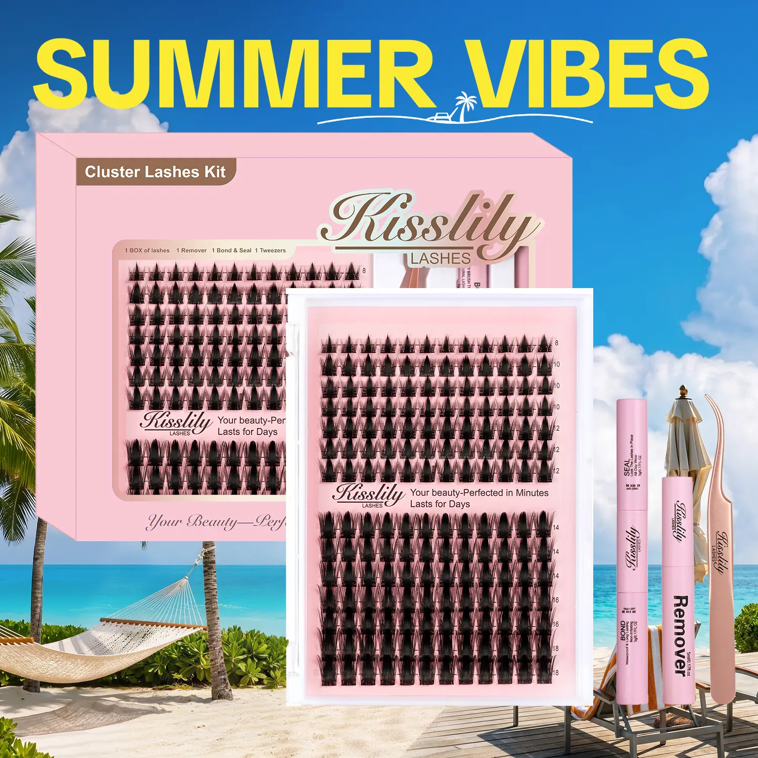 Volume Fairy |Kisslily Manga Spikey C Curl Wet Look DIY Lashes Extension Kit and waterproof long lasting lash clusters  8-18 mm| Bond Seal and Remover Eyelash Makeup Eyelashes Cosmetic | Anime Style Eyelashes #summerfinds #SummerWins
