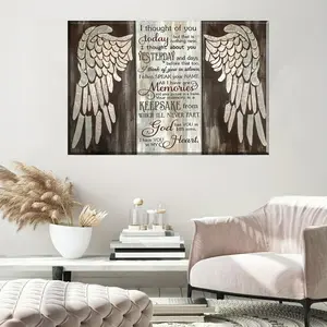 1pc  Painting Angel Wings Rustic In Memory I Thought Of You Today Posters And Prints Wall Art Pictures  For Living Room & Bedroom, Home Decoration, Festival Gift For Her/Him, Ready to Hang