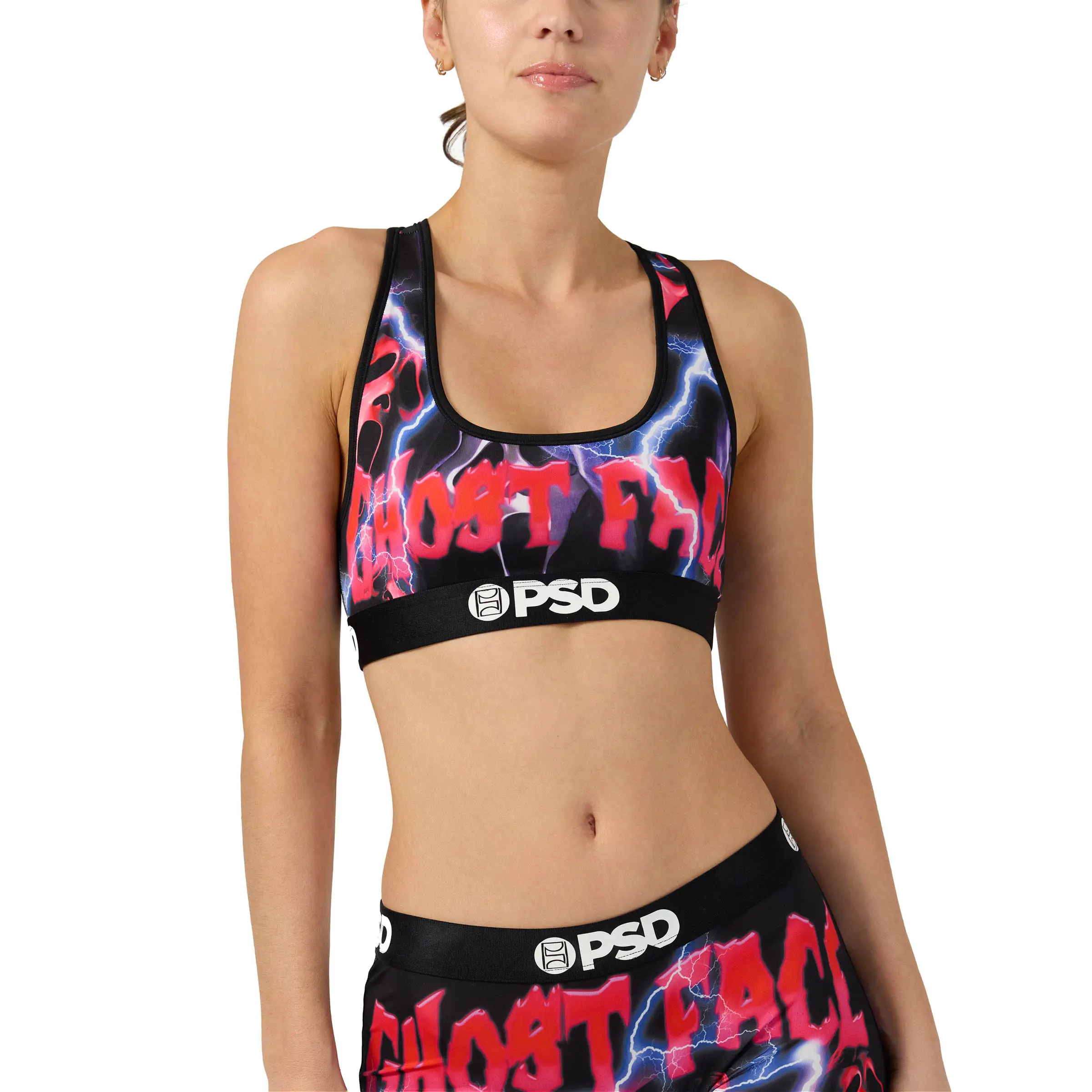 PSD Womens Ghostface Hype Racerback Sports Bra - Comfortable, Breathable, Ultra-light Fabric