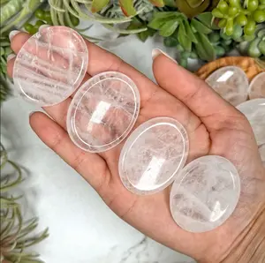 3pcs Natural Clear Quartz Worry Stone, Anti-Anxiety Palm Stone, Healing Crystal Fidget Stone Chakra Worry Stones Wellness Gift