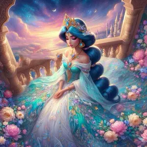 5D DIY Full Drill Round Diamond Painting - Diamond Art Kit Princess, Flower, Castle Mosaic, Canvas - DIY Decorative Painting, Home Wall Decor, Suitable for Halloween and Christmas, Birthday and Anniversary Gifts, Handmade Gifts