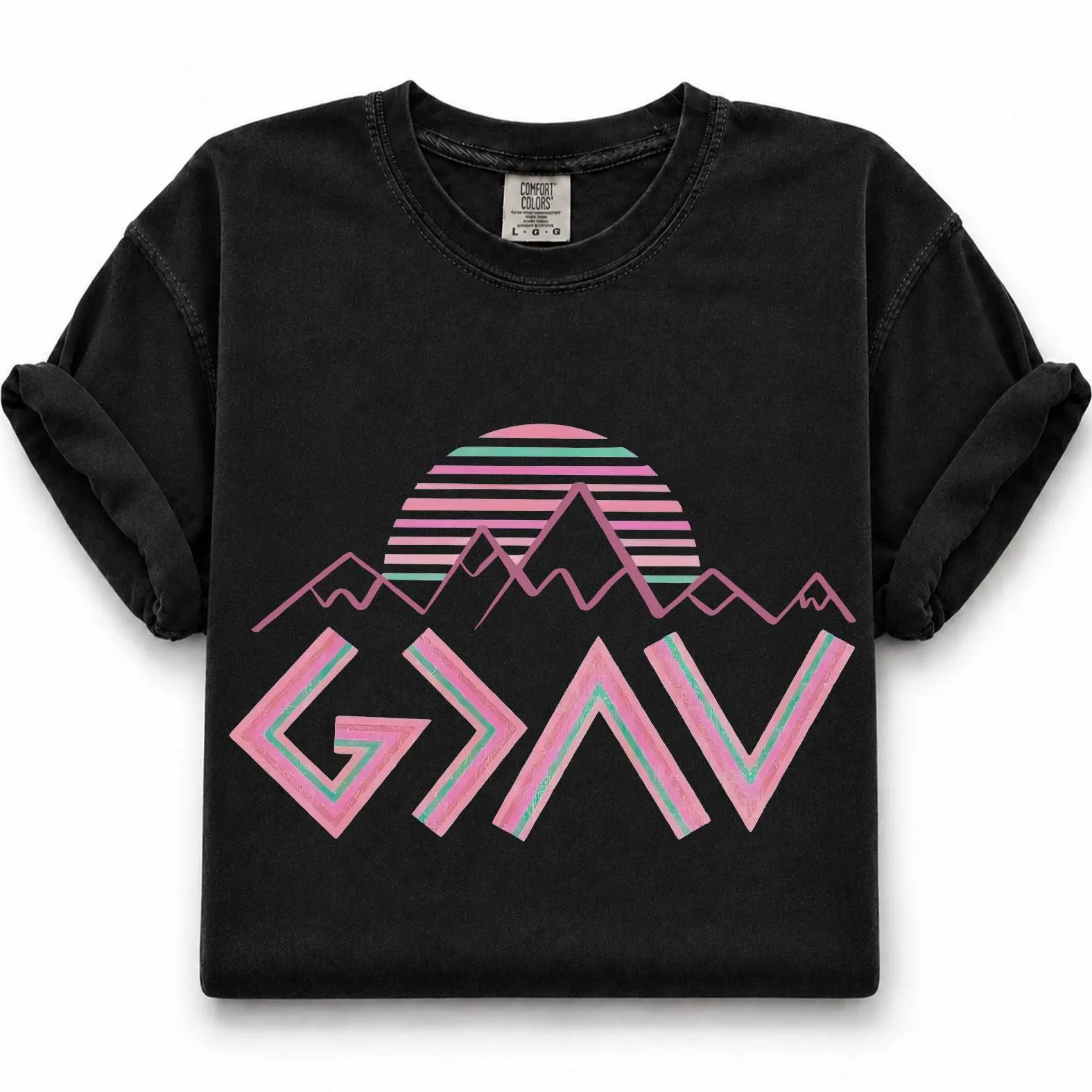 Comfort Colors God Is Greater Than The Highs and Lows Shirt, Christian Faith Shirt, Retro Mountain Sunset Graphic Tee, Gift for Christians  Everyday