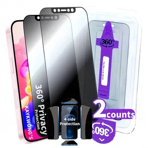 KAYKWONG'S 360 Degree Anti-spy Privacy Tempered Glass, Automatic Alignment Phone Screen Protector with Installation Tools, Phone Accessories for iPhone 11 12 13 14 15, Cases