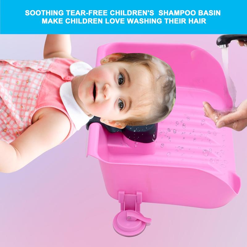 Portable Shampoo Basin for Children,The Elderly,Pregnant Woman,Friends Tear Free Hair Wash at Home(Pink)