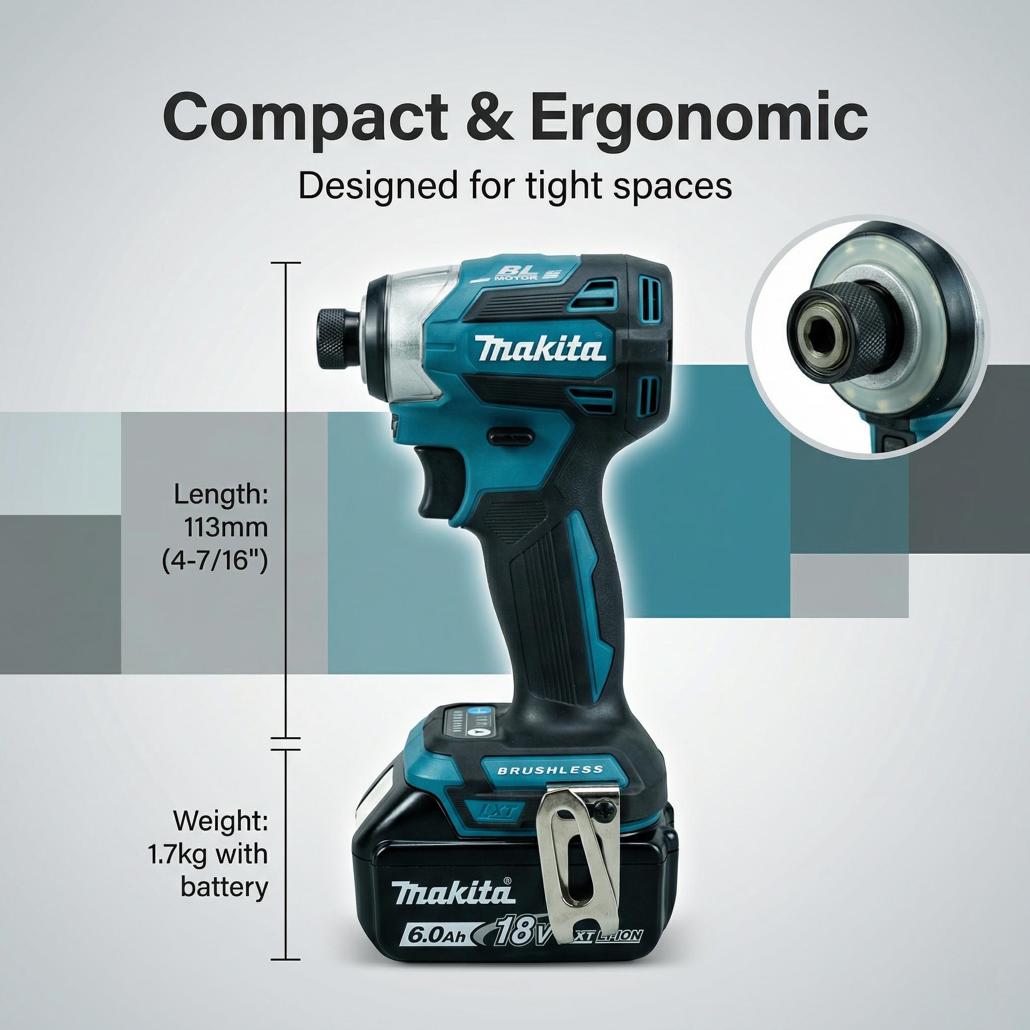 Makita DTD173 18V Cordless Impact Driver – Adjustable Speed & Torque for Versatile Fastening Applications