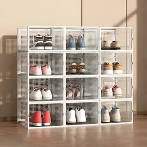 Shoe Storage Boxes Organizers Clear Plastic Stackable, Shoe Rack Organizer & Holder Substitute, Sneaker Containers, Toy Storage Organizer Bins for Entryway, Closet, Under Bed, Shoe Cabinet Storage, Room Organization Products, Dustproof Stackable
